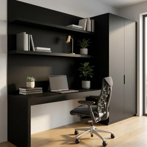 Image of HOME13 Black Matte Wallpaper Peel and Stick Black Contact Paper Self Adhesive Removable for Cabinets Bedroom Drawer Liner Table and Door Decoration(20x50 Inch)