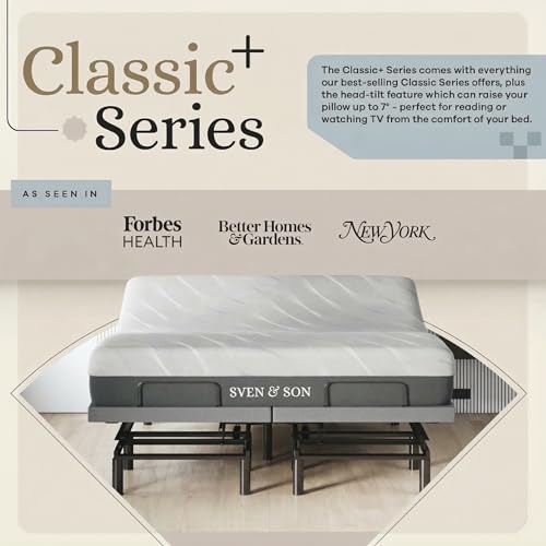 Image of Sven & Son Harmony Adjustable Bed Base, Head and Foot Lift, Massage, Under-Bed Lights, USB, Gel Memory, Zero Gravity Smart Frame - King + 14 inch Hybrid Spring Matt (Medium Soft)