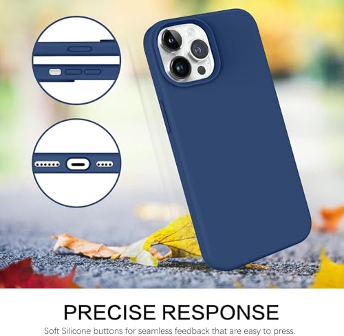 Image of M Cart Compatible with iPhone 13 Pro Max Case 6.7 Inch Liquid Silicone Soft Gel Rubber Slim Microfiber Lining Cushion Cover Shockproof Protective Phone Case for iPhone 13 Pro Max -Ocean Blue