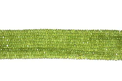 Perles péridot 4mm rondelles facettées pour création de bijoux de lithothérapie