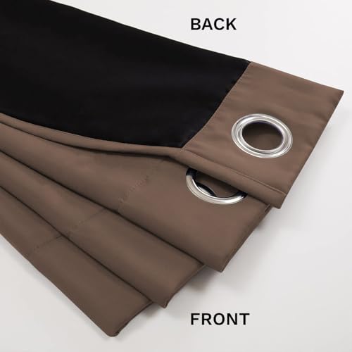 Image of LINENWALAS Door Curtains 7.5 Feet Set of 2 - Thermal Insulation 100% True Blackout Curtains, Black Backing & Fade Resistant Drapes for Living Room, Bedroom (Light Brown)