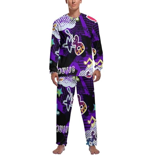 Haut et bas de pyjama manche longue pour homme Note De Couleur au tissu fluide et doux