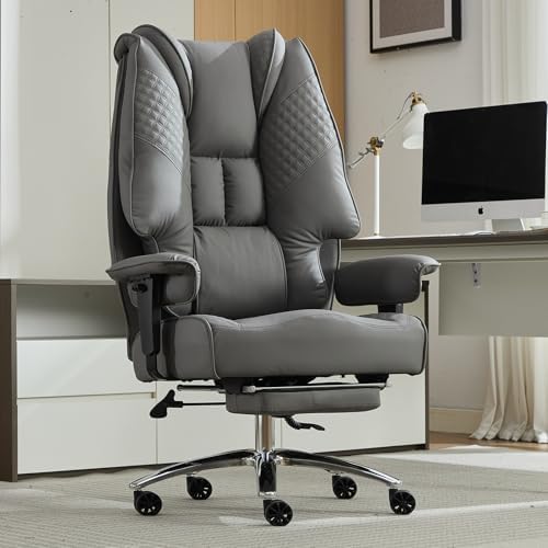 Big and Tall Office Chair 400lbs Wide Seat, Leather High Back Exe...