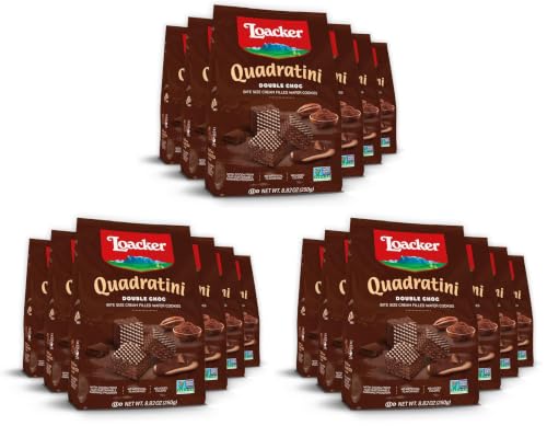 Image of Loacker Quadratini Double Chocolate Wafer Cookies, 30% Less Sugar, 18-Pack