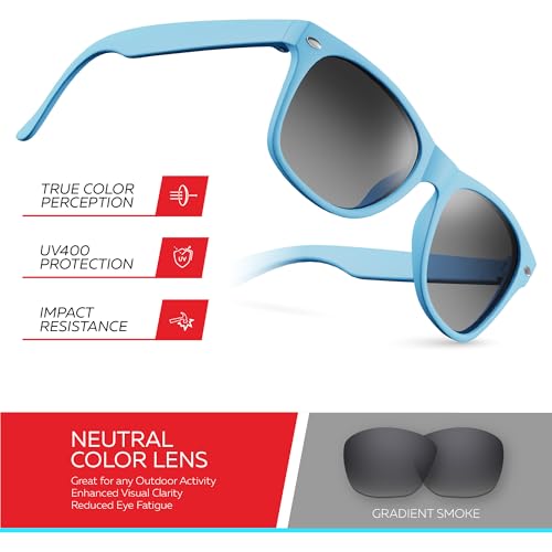 Image of Retro Rewind Kids Sunglasses for Boys Girls Age 3-12 - Shatterproof UV400 Toddler Children Sun Glasses