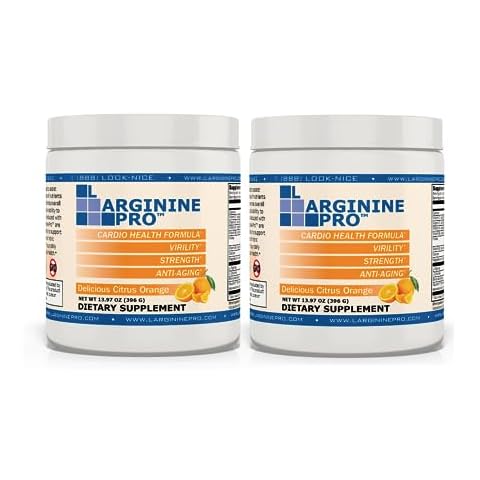 L-ARGININE PRO | L-arginine Supplement Powder | 5,500mg of L-arginine Plus 1,100mg L-Citrulline (30 Servings (Pack of 2), Orange) Cover