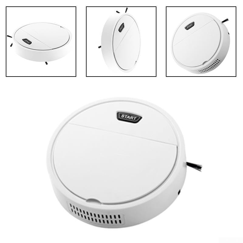 Saugroboter für Wohnzimmer mit automatischem Wisch- und Kehrfunktion, wiederaufladbar über USB, kompaktes und praktisches Design (weiß)