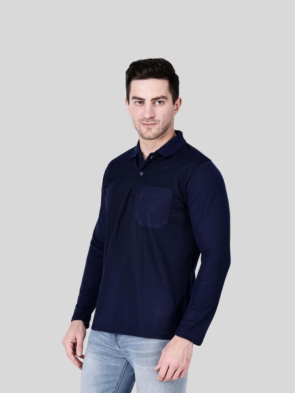 Image of Full Sleeve Men's Polo T-Shirt | Regular Fit, Soft & Breathable Cotton Blend Fabric | Classic Polo Collar, Casual & Office Wear | Available in Sizes M to 6XL, Multiple Colors
