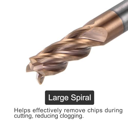 Image of uxcell Carbide Square End Mill, 5 /16 inch Diameter TiAlN Coated 4 Flutes Milling Bit Cutter, for Hardened Steel Stainless Steel Alloy Metal, 5 /16 inch Shank 13 /16 inch Cut Length 2-1 /2 inch Long HRC50