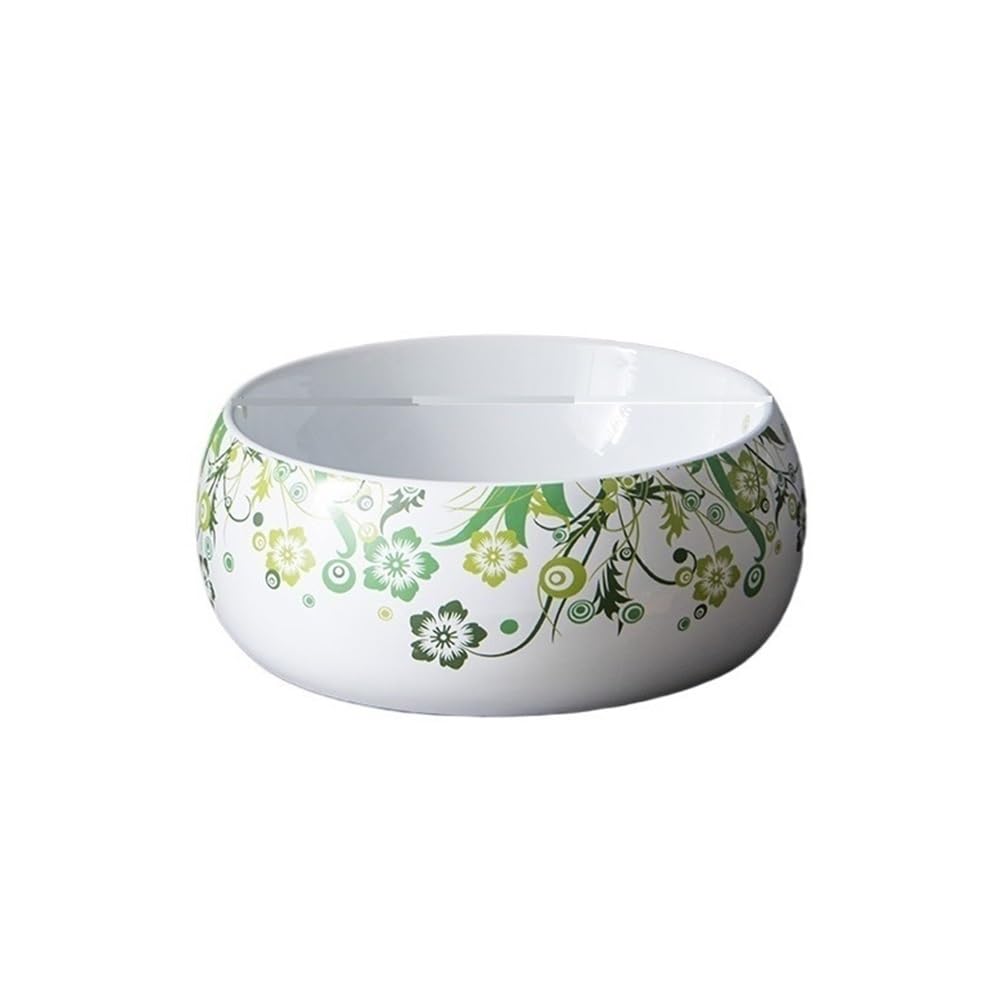 Countertop Bathroom Vessel Round Thickened Ceramic Bathroom Sink Indoor and Outdoor Above Counter Basin Cloakroom Sink