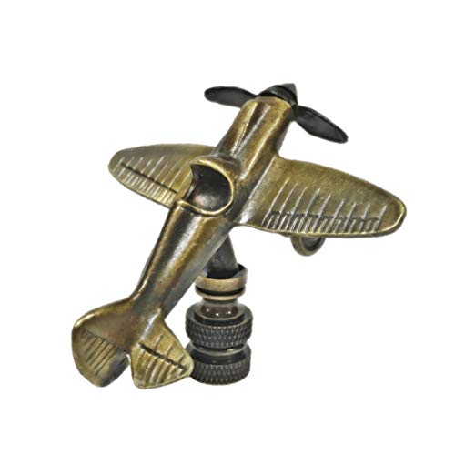 Image of Lamp Finial-Airplane-Aged Brass Finish, Highly Detailed Metal Casting