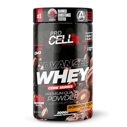 Procell Proteinas Whey Advanced 900g (Bombon Rocher) Zero Azúcar, 21g de Proteina, 30 Servicios   Whey Protein   Concentrado y Aislado de Suero   Proteinas para Masa Muscular en Polvo para Batidos