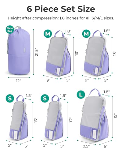 Image of Compression Packing Cubes, BAGSMART 6 Set Packing Organizers for Travel, Expandable Luggage Organizer for Carry on Luggage, Compression and Lightweight Suitcase Organizers for Woman & Man