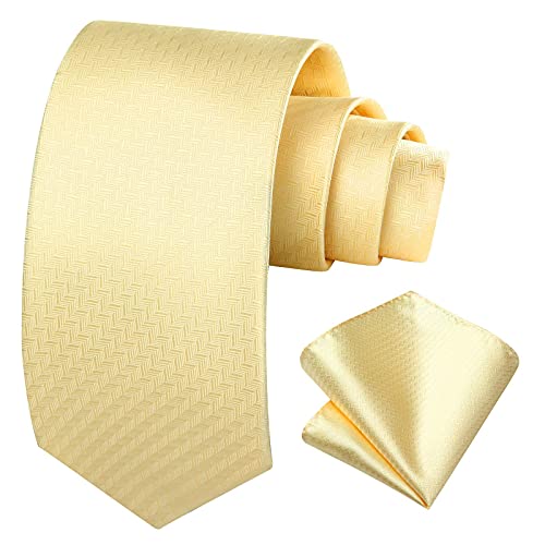 Image of HISDERN Ties for Men Solid Houndstooth Neckties Handkerchief Formal Business Tie & Pocket Square Set Wedding Party
