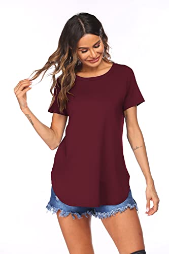 Newchoice Women'S T-Shirts Crew Neck Solid Colors Cotton Knit Strechy Spring Tunic Tops thumb #1