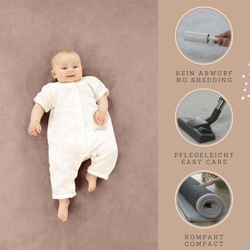 Image of Hakuna Matte CloudSoft Baby Play Mat for Floor 60 inch x 80 inch Brown | Coral Velvet high-density foam Rug for Crawling & Cozy Play - Non-Slip, Water-Resistant, Easy-CareTummy Time Mat