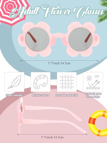 Image of Kanayu Summer Flower Sunglasses for Women 5.71 Inch Round UV Protection Adults Daisy Sunglasses Decor for Beach Party Gift