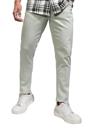 Image of Highlander Men's Tapered Fit Chinos Trousers | Strachable | Solid Trousers | Casual Trousers| Mid-Rise| Trouser | Chinos