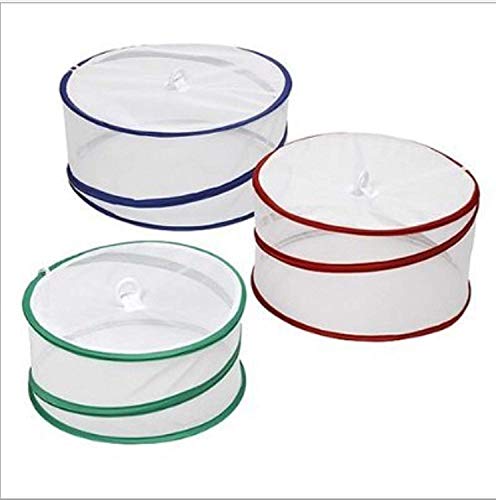 JIUZHOUTONG Pop-Up Food Cover Set (3-Piece) for Camping Picnic (30cm(D) x14cm(H), Small-Green)