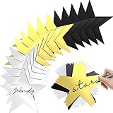 Leinuosen 80 Pieces Stars Cutouts Glitter Double Printed Paper Cardboard Stars Decorations for Bulletin Board Classroom Wall Party Decoration Supply, 6 Inches(Gold, Silver, Black)
