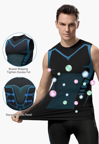 SHEKINI Men's New Version Ionic Compression Shirt Sleeveless Vest Body Shaping Tank Top Tummy Control2