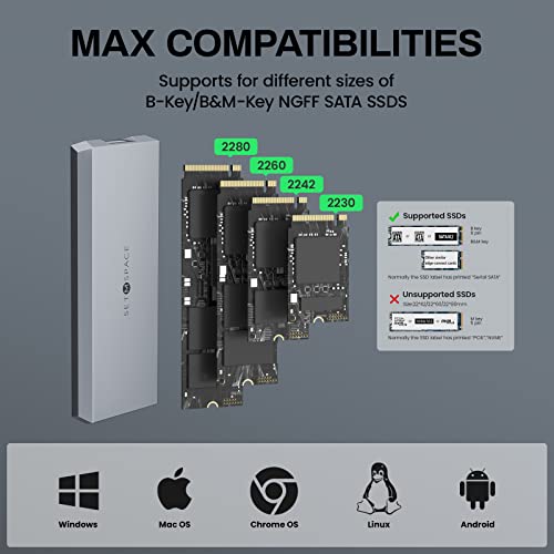 Caja externa para SSD M.2 SATA 6Gbps gris SETMSPACE miniatura 4