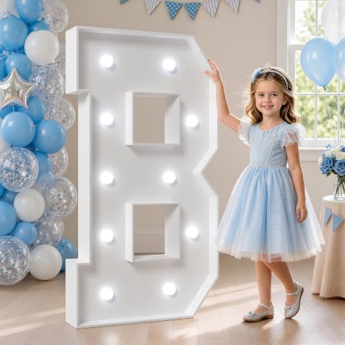 Image of Marquee Letters 4 Feet Tall, Cool Light Up Letters B for Party Decor | 4ft Marquee Light Up Letters for Birthday Graduation Decor, Large Sign for Wedding Baby Shower 22 Pcs Accessory Set
