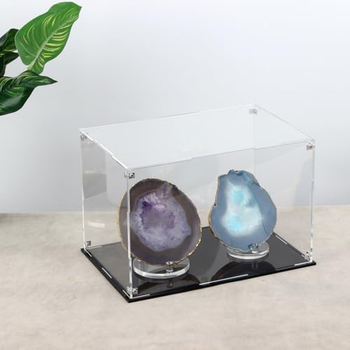 Image of 12x8x8Inch Rectangle Clear Acrylic Boxes for Collectibles Display | Assemble Storage Box Action Figures Display Case with Black Base, Removable Dustproof Showcase for Car Models Home Storage