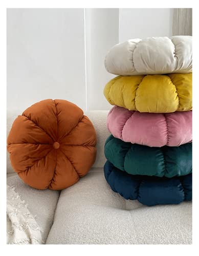 Gxyr Solid Color Round Pillow Cushion Pumpkin Pleated Throw Pillow Round Velvet Pillow Apply To Home Decoration Chair Bed Floor Car,Dark Green 18" #TOP4