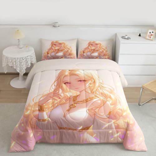 Image of Erosebridal Kawaii Girly Comforter Set 3D Anime Gifts Bedding Sets, Japanese Girl Bedding for Kids Girls Lady Women Aesthetic Princess Bedding Comforter Sets Twin Size