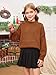 Haloumoning Girls Oversized Sweater Kids Batwing Long Sleeve Mock Neck Pullover Fall Clothes 5-14Y Brown