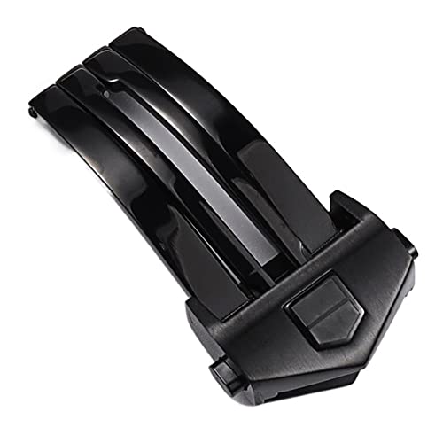 Fermoir de déploiement anti-usure pour bracelet montre Tag Heuer en acier noir 20mm
