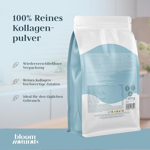 Marine Collagen Pulver - 500g - Hochdosiert & Geschmacksneutral, Fischkollagen, Meereskollagen, Fisch Kollagen - Laborgeprüft & produziert in Deutschland - Verpackung kann variieren