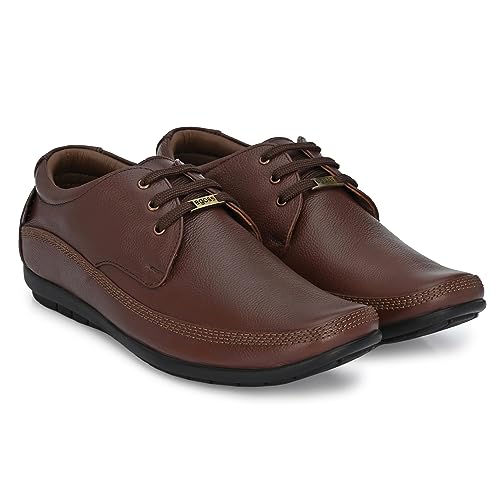 Image of egoss Premium Derby Shoes for Men | Genuine Leather | Stretch Fit | Elegant Formal Footwear | Office GS-347