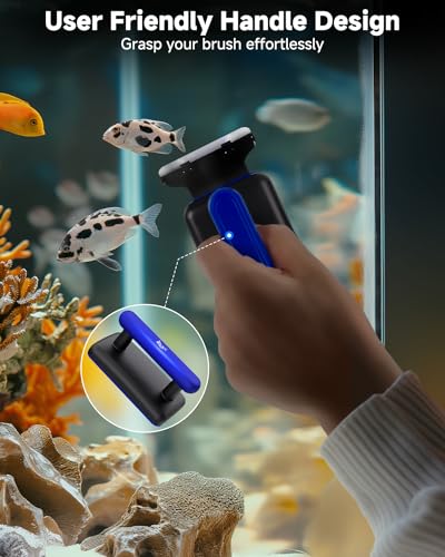 Image of AQQA Magnetic Aquarium Fish Tank Glass Cleaner, Dual-Blades Algae Scraper Glass Cleaner Scrubber, Double Side Floating Aquarium Magnetic Brush for 0.2-0.4 Inch Thick Glass Aquariums Tank (M)