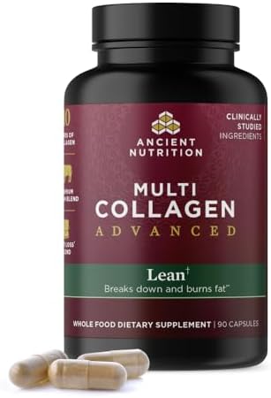 Ancient Nutrition Multi Collagen Advanced Lean with Probiotics, Hydrolyzed Collagen Peptides Supports Healthy Weight Loss and Fat Loss, 90 Count