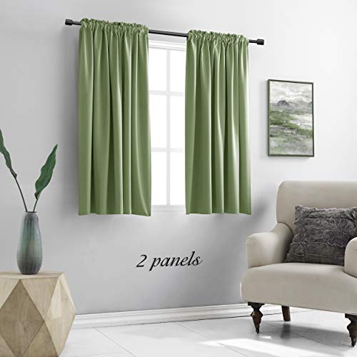 Image of DONREN Sage Green Blackout Curtains for Kitchen - Room Darkening Curtain Drapes with Rod Pocket (42 Inch Width x 54 Inch Length,2 Panels)