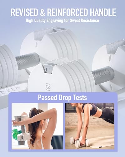 Image of BYZOOM FITNESS Pure Series Adjustable Dumbbell - 12.5 /25 /27.5 /50 /55 /75lb - ONE UNIT OR PAIR(check QTY before purchase) - 5-in-1 / 10-in-1 / 15-in-1 / 21-in-1 Flexible Hand Weights for Home Apartment Garage Gym, Strength Training & Fitness Workouts, White OR Black