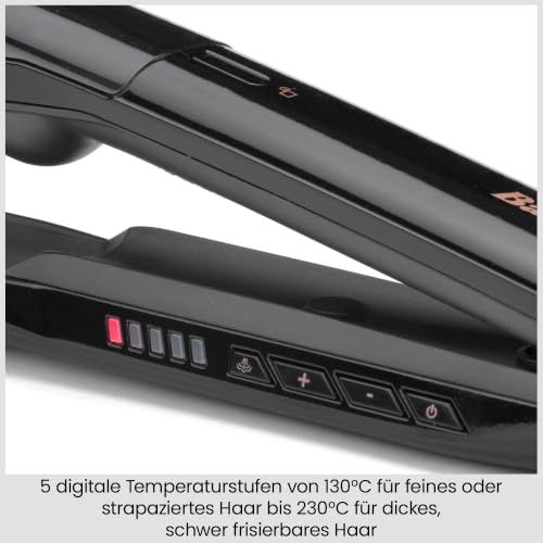 BaByliss Steam Smooth Haarglätter, Dampf-Haarstylinggerät, Schwarz | 39mm XL Keramikplatten, Glätteisen für dickes & langes Haar… – Ansicht 6