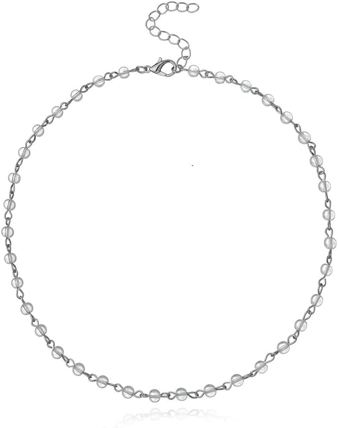 Yalice Beaded Choker Necklace Dainty Opal Birthstone Chokers Necklaces Jewelry for Women