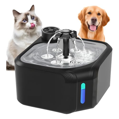 Bebedouro para Gatos e Cães, 2.8 L 304 Fonte Gato Inox Comedouros, Filtragem Automática, Torneira com Sensor Infravermelho, Sem Fio, Tipo-C Recarregável, Seguro e Antiderramamento, Silenciosa, Bivolt