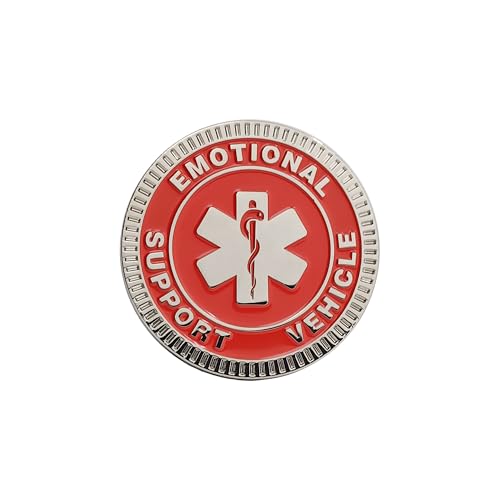 Image of Emotional Support Vehicle Metal Emblem - 3D Car Badge Decal for Vehicles, Trucks, SUVs, RVs Alloy Auto Accessory (Red)