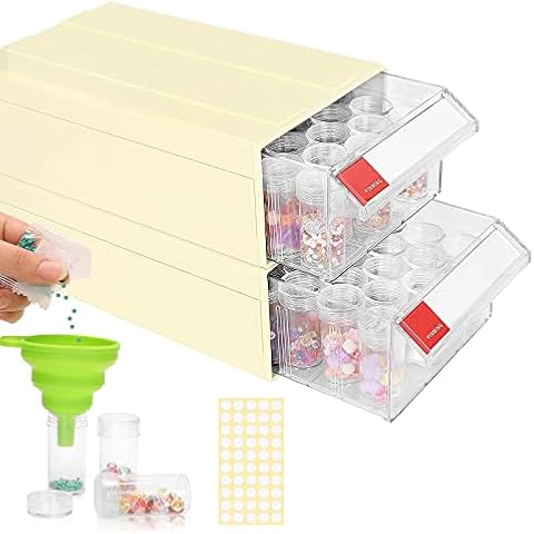 MACTING Diamond Painting Storage Boxes, 80 Slots Stackable Craft Storage Containers, 2Pack Diamond Art Storage Accessories for DIY Art Craft Cover