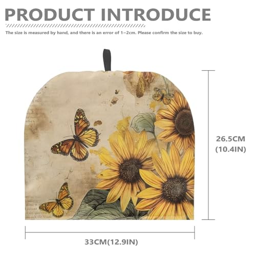 Image of Hudotybom Retro Sunflower Tea Cozy for Teapot Insulated Vintage Sunflower Wadding Tea Cozies Covers Fit 1 to 6 Cup Kitchen Textiles Warming & Insulating Kettle Cover for Home Table Decor
