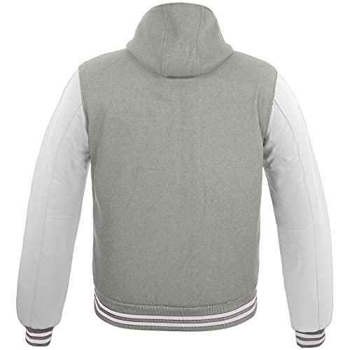 Image of Deckra Men's Varsity Jacket Genuine Leather Sleeve and Wool Blend Letterman Boys College Varsity Jackets XS-5XL