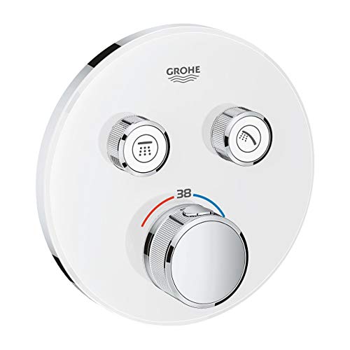GROHE Grohtherm Smartcontrol Thermostat for Shower Or Bath, for Concealed Installation, with Two Valves Round Shape, Moon White, Made In Germany By GROHE Eco-Friendly and Safety Features 29151LS0