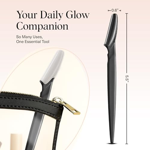 Kitsch Dermaplane Razor for Women Face – Face Razors for Women & Men, Eyebrow Trimmer & Face Shaver – Exfoliating Facial Razor & Skin Care Tool for Smoother Skin - Black, 6 pcs - Image 6