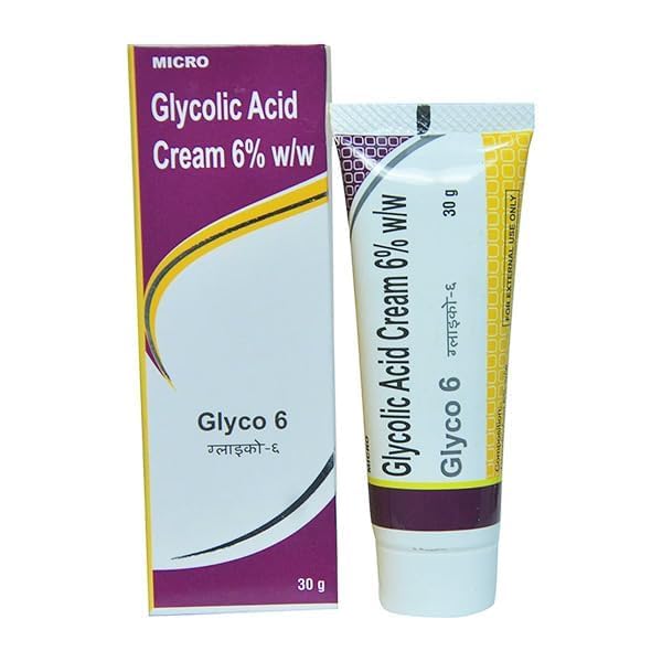 GLYCO 6 Unscented Cream Glycolic Acid Cream, 30 Grams