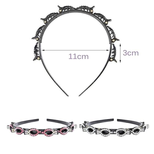 SSyang 2 PCS Hair Hoop Double Bangs Hairstyle Hairpin,Hairpin Headbands Japanese and Korean Hair Band,Women's and Girls' Headwear Everyday Use Hair Accessories(White+Gradient Pink) - Image 2