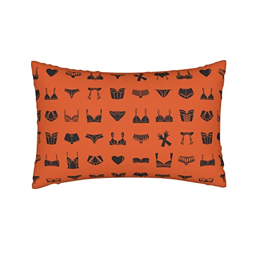 Ksodgun Taie d'oreiller, différents, Soutiens-Gorge, sous-vêtements, Gants, Housse de Coussin rectangulaire Orange, Housse de Coussin protège-Oreiller avec Fermeture éclair 50 x 76 cm Cover